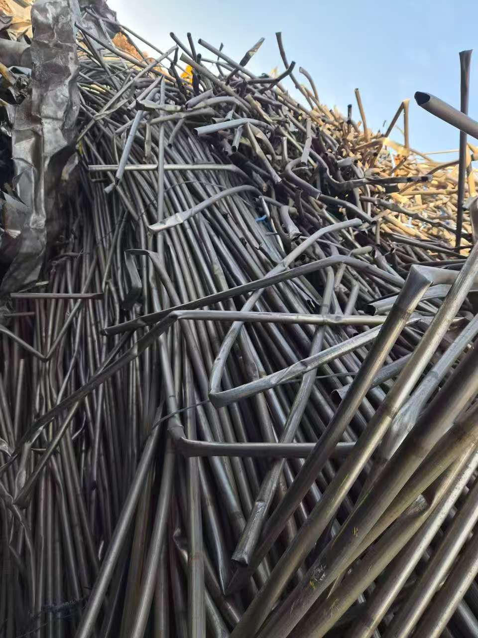 Titanium tube scrap close-up